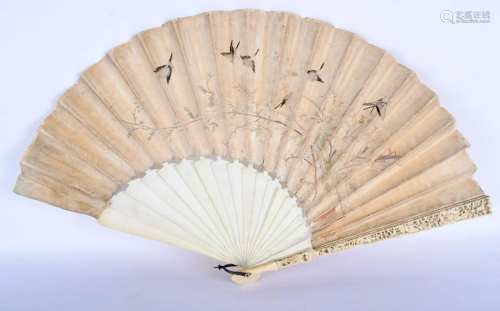 A FINE LARGE 19TH CENTURY CHINESE CANTON IVORY AND SILK