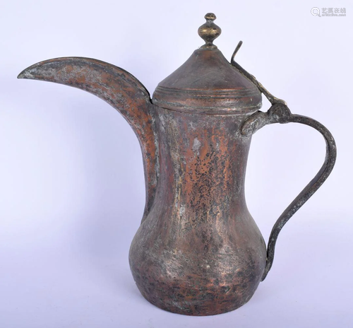 A 19TH CENTURY MIDDLE EASTERN KUFIC TYPE COPPER COFFEE