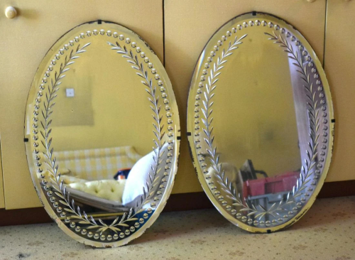 A PAIR OF ANTIQUE CUT GLASS MIRRORS possibly George III