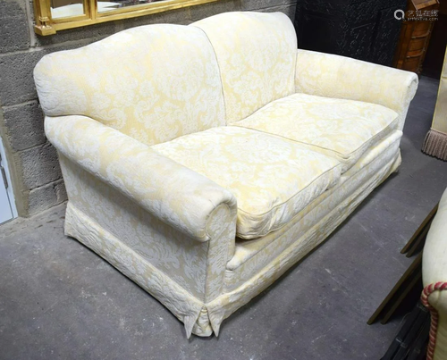 A GOOD QUALITY YELLOW GROUND UPHOLSTERED TWO SEATER