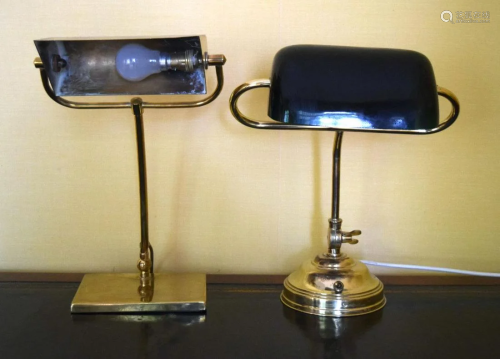 A BRASS ANGLEPOISE LAMP together with another. 40 cm