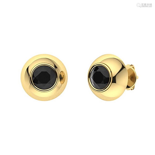 1.26 CTW Black Diamond Studs Earrings 18K Yellow Gold