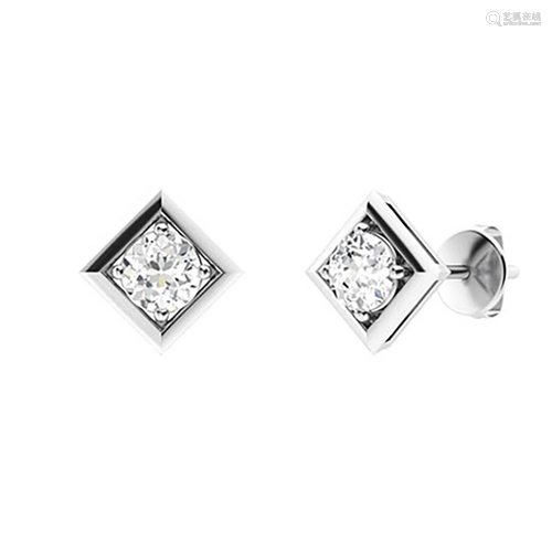 0.96 CTW Diamond Studs Earrings 14K White Gold