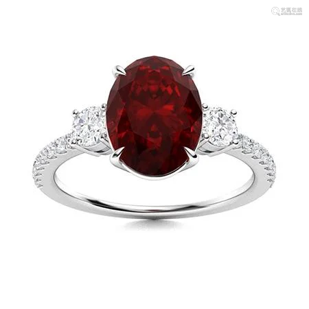 Natural 1.60 CTW Garnet & Diamond Engagement Ring 14K