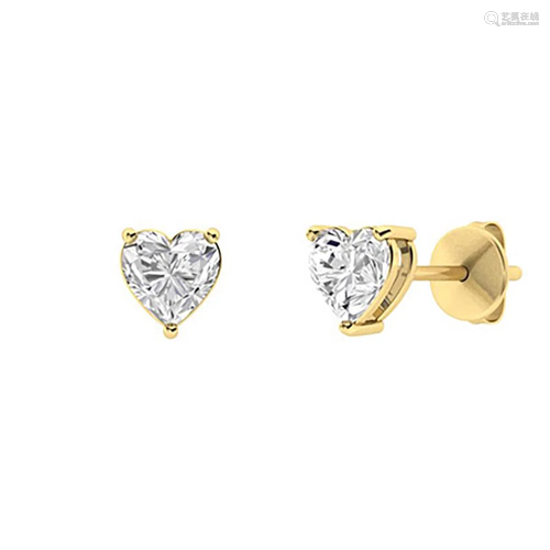 3.14 CTW White Topaz Studs Earrings 18K Yellow Gold