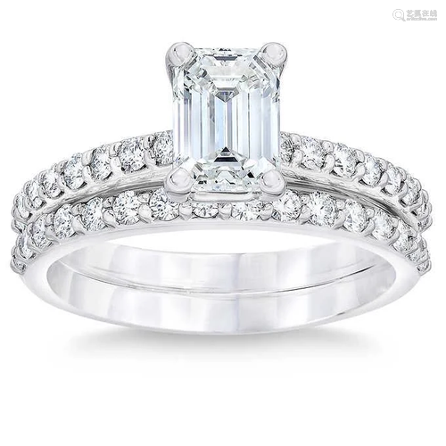 Natural 3.14 CT Diamond Bridal Ring 18K White Gold