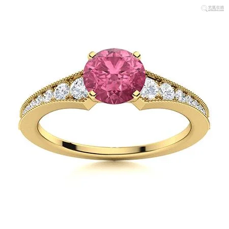 Natural 1.29 CTW Tourmaline & Diamond Engagement Ring