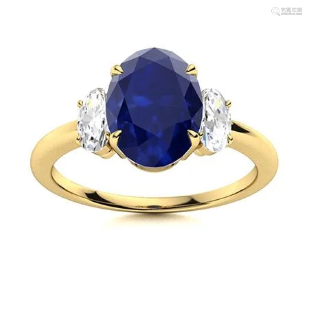 Natural 1.88 CTW Sapphire & Diamond Engagement Ring 18K