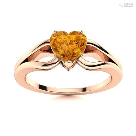 Natural 1.55 CTW Citrine Solitaire Ring 14K Rose Gold