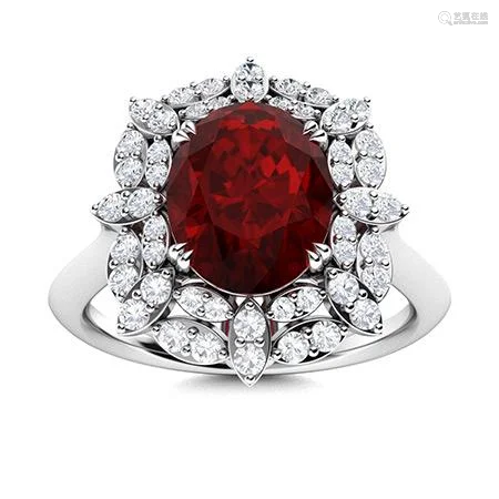 Natural 2.25 CTW Garnet & Diamond Engagement Ring 14K