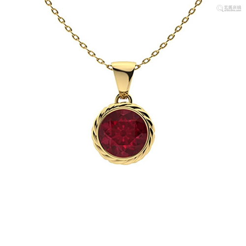 1.03 ctw Ruby Necklace 14K Yellow Gold