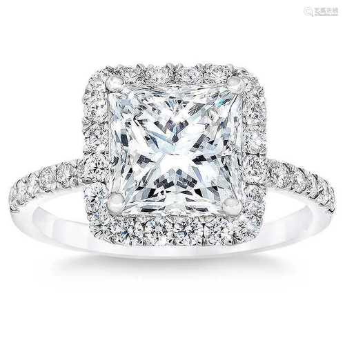 Natural 4.03 CT Diamond Bridal Ring 18K White Gold