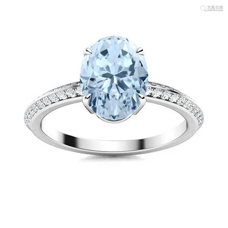 Natural 4.22 CTW Aquamarine & Diamond Engagement Ring