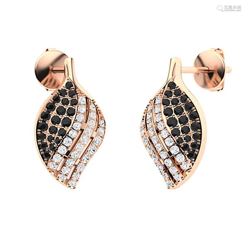 0.56 CTW Black Diamond Drops Earrings 18K Rose Gold