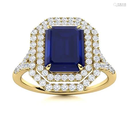 Natural 1.98 CTW Sapphire & Diamond Engagement Ring 14K