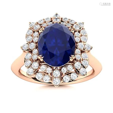 Natural 2.34 CTW Sapphire & Diamond Engagement Ring 14K