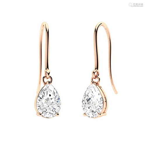 3.96 CTW White Topaz Drops Earrings 18K Rose Gold