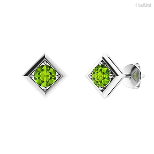 2.14 CTW Peridot Studs Earrings 14K White Gold