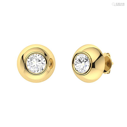 2.46 CTW White Topaz Studs Earrings 18K Yellow Gold