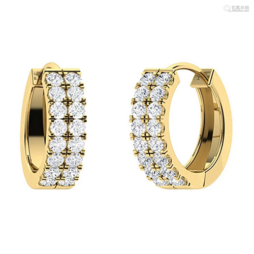 0.54 CTW Diamond Hoops Earrings 18K Yellow Gold