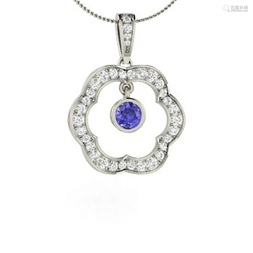 0.62 ctw Tanzanite & Diamond Necklace 18K White Gold