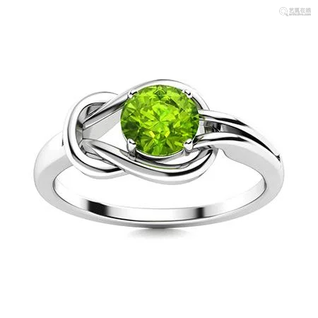 Natural 0.72 CTW Peridot Solitaire Ring 18K White Gold