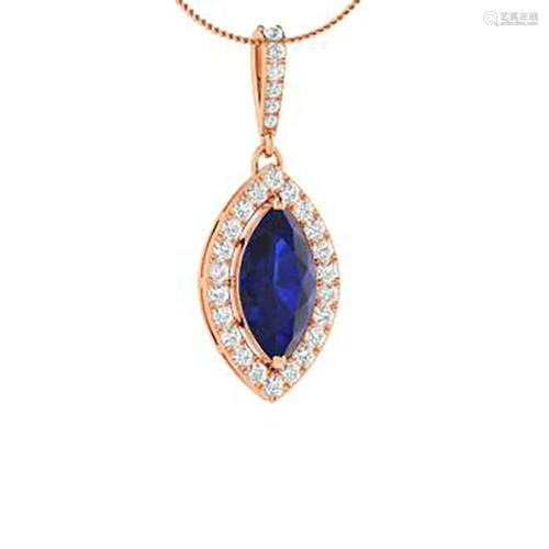 2.35 ctw Sapphire & Diamond Necklace 18K Rose Gold