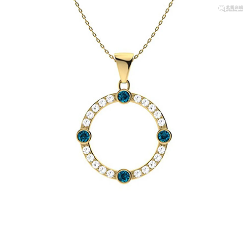 0.38 ctw Topaz & Diamond Necklace 18K Yellow Gold