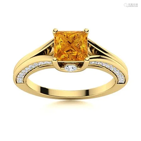 Natural 1.44 CTW Citrine & Diamond Engagement Ring 14K