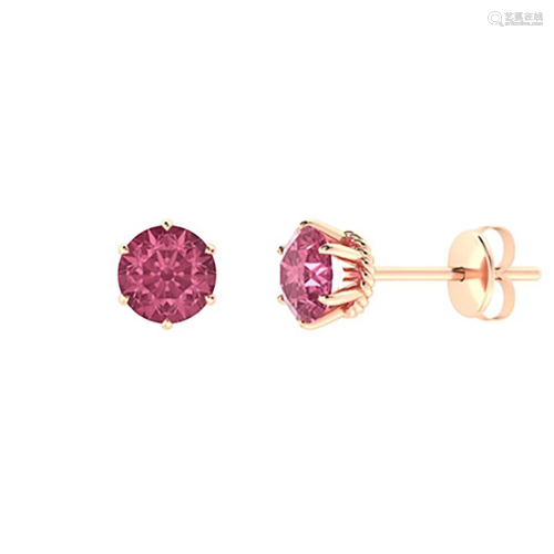 1.26 CTW Pink Tourmaline Studs Earrings 18K Rose Gold
