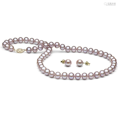 Lavender Freshwater Pearl 2-Piece Necklace and Earring