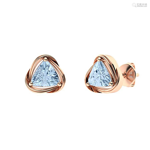 3.76 CTW Aquamarine Studs Earrings 14K Rose Gold