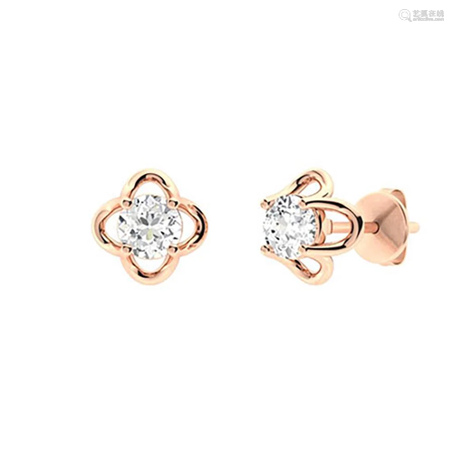 1.26 CTW Diamond Studs Earrings 18K Rose Gold