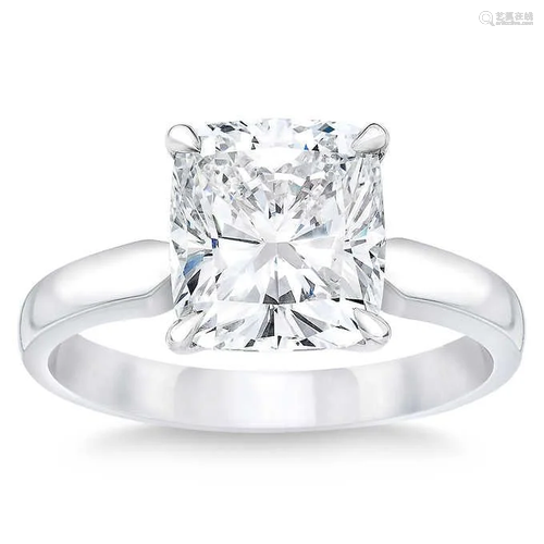 Natural 3 CT Diamond Solitaire Ring 18K White Gold