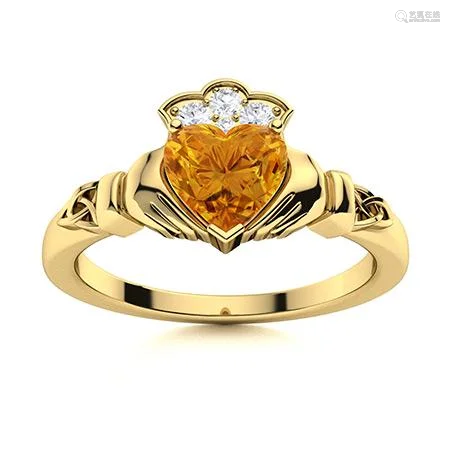 Natural 1.64 CTW Citrine & Diamond Engagement Ring 18K