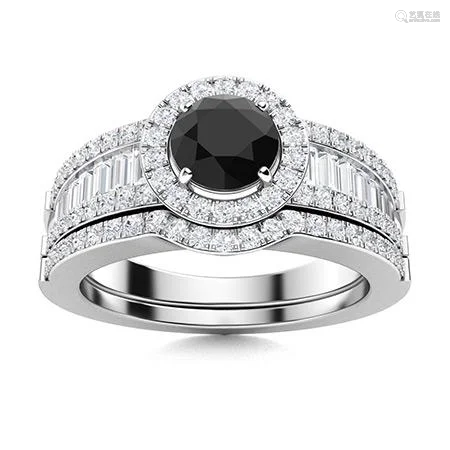 Natural 1.43 CTW Black & White Diamond Engagement Ring