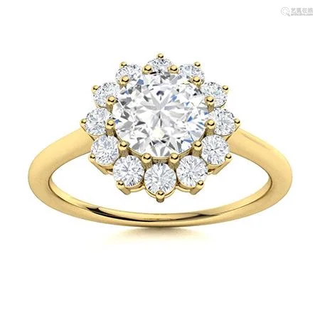 Natural 1.17 CTW Diamond Solitaire Ring 14K Yellow Gold