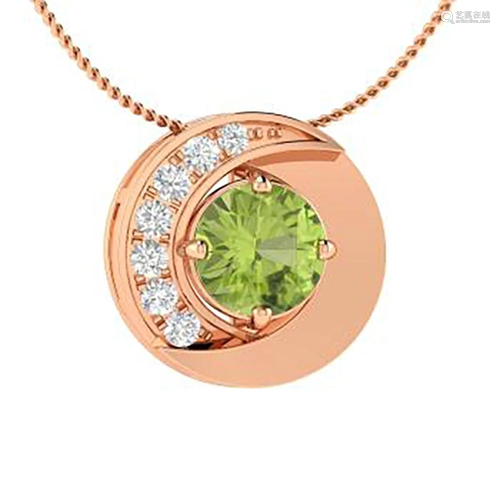 0.49 ctw Peridot & Diamond Necklace 18K Rose Gold