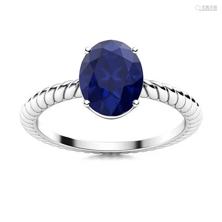 Natural 2.79 CTW Sapphire Solitaire Ring 18K White Gold