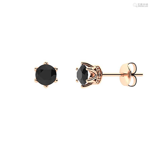 1.46 CTW Black Onyx Studs Earrings 14K Rose Gold