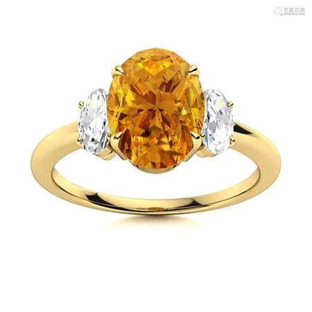 Natural 4.22 CTW Citrine & Diamond Engagement Ring 18K