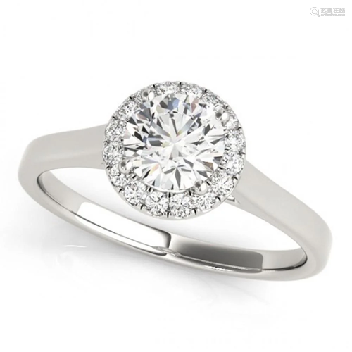 Natural 0.58 ctw Diamond Halo Ring 14k White Gold