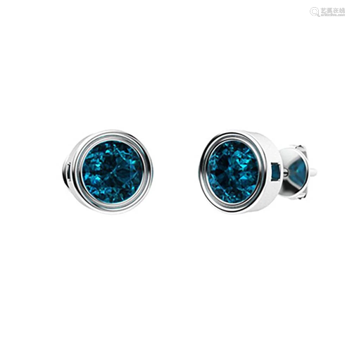 2.86 CTW London Blue Topaz Studs Earrings 14K White