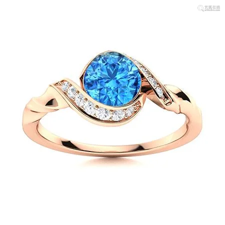 Natural 0.74 CTW Topaz & Diamond Engagement Ring 14K