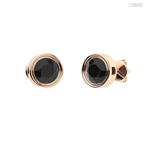 2.06 CTW Black Diamond Studs Earrings 14K Rose Gold