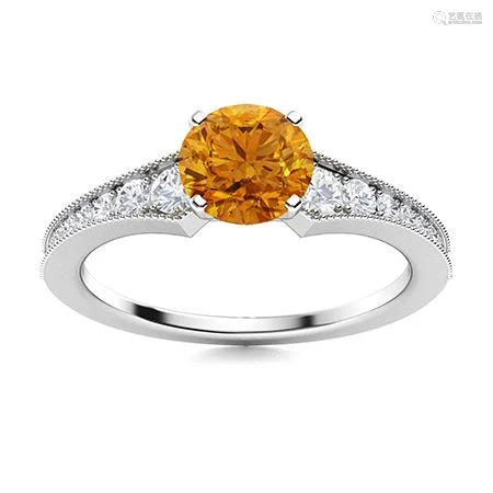 Natural 1.29 CTW Citrine & Diamond Engagement Ring 14K