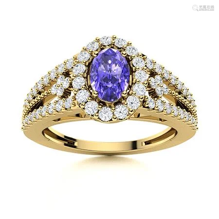 Natural 0.85 CTW Tanzanite & Diamond Engagement Ring