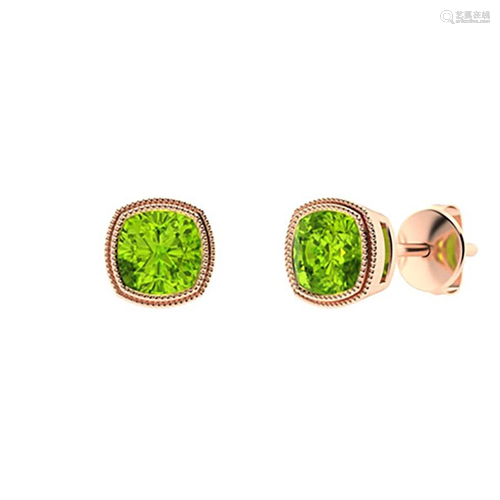 2.26 CTW Peridot Studs Earrings 14K Rose Gold