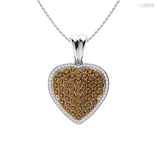 3.01 ctw White & Brown Diamond Necklace 14K White Gold