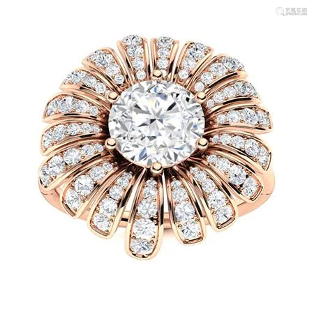 Natural 1.66 CTW Diamond Solitaire Ring 14K Rose Gold